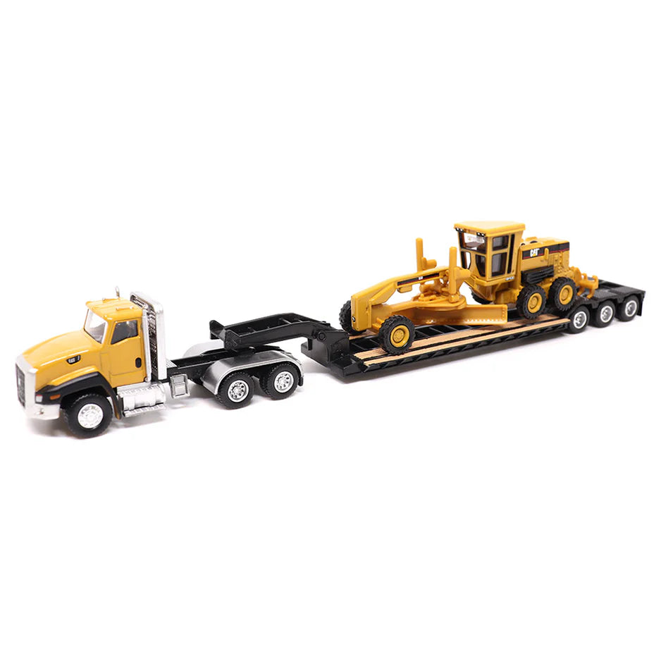 CAT® 1:87 Scale Model – CT660 Day Cab Tractor with Lowboy Trailer and 163H Motor Grader