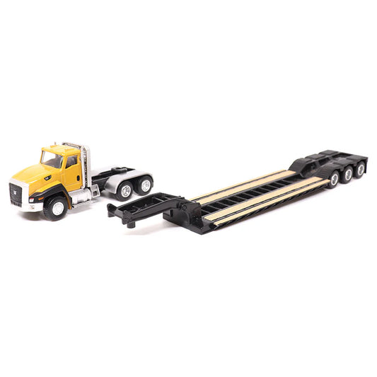 CAT® 1:87 Scale Model – CT660 Day Cab Tractor with Lowboy Trailer and 163H Motor Grader