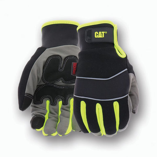 Cat® Water-Resistant Utility Gloves – Black/Neon (Men’s Large)