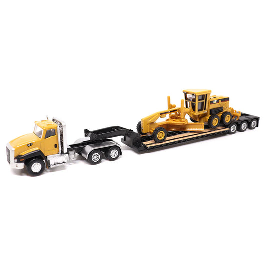 CAT® 1:87 Scale Model – CT660 Day Cab Tractor with Lowboy Trailer and 163H Motor Grader