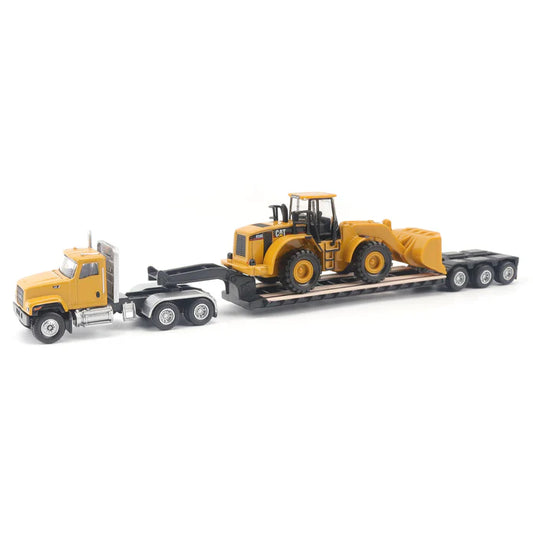 CAT® 1:87 Scale Model – CT681 Day Cab Tractor with Lowboy Trailer and 950G Wheel Loader