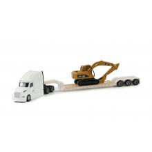 CAT® 1:87 Scale Model – White Peterbuilt 579 Cab Tractor with Lowboy Trailer and 315C L Hydraulic Excavator