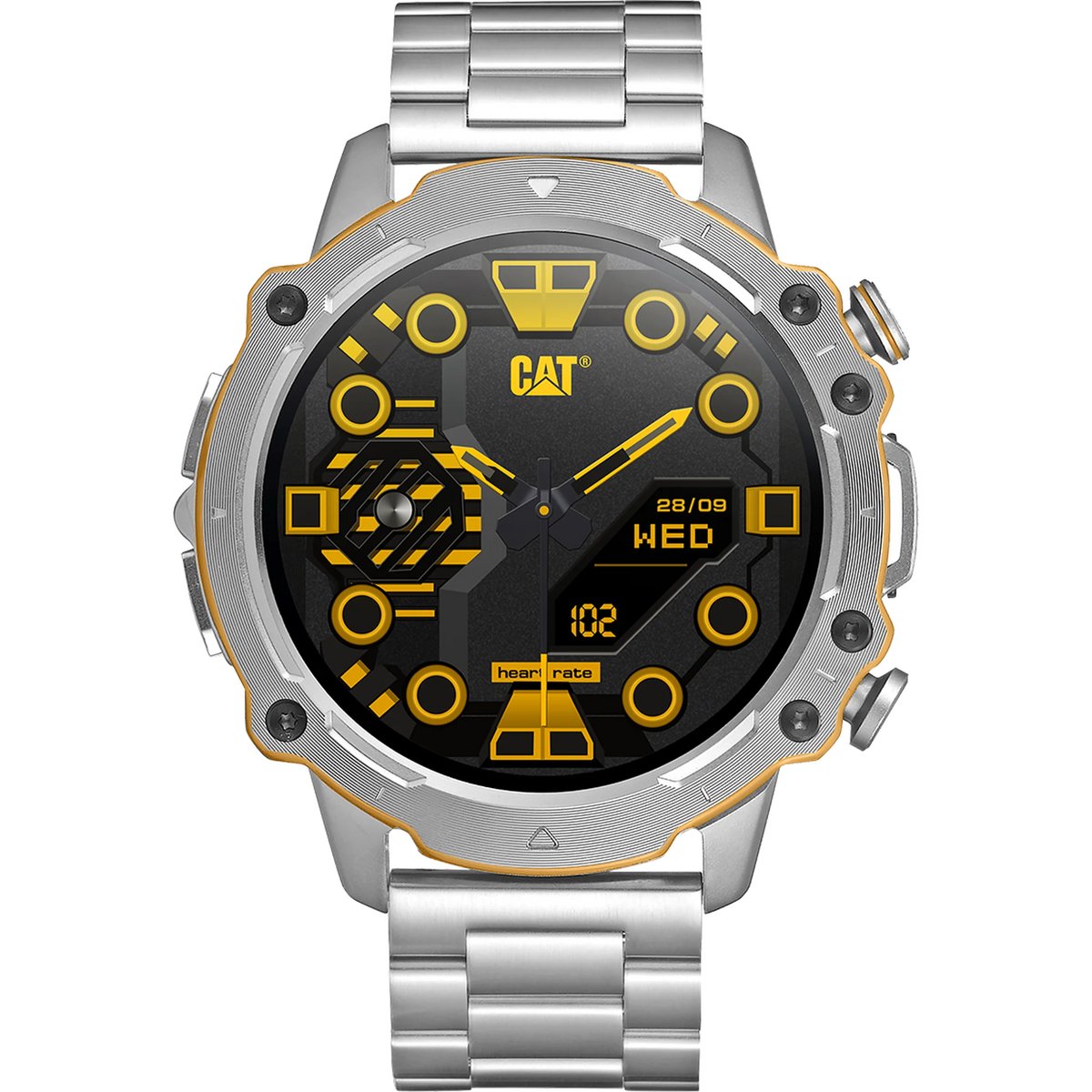 Reloj inteligente Cat® con correa de metal plateada
