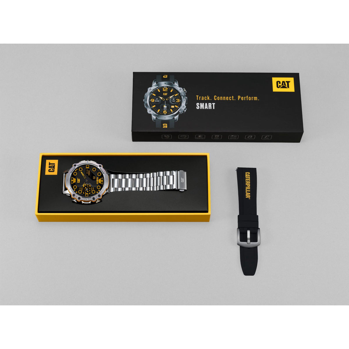 Reloj inteligente Cat® con correa de metal plateada