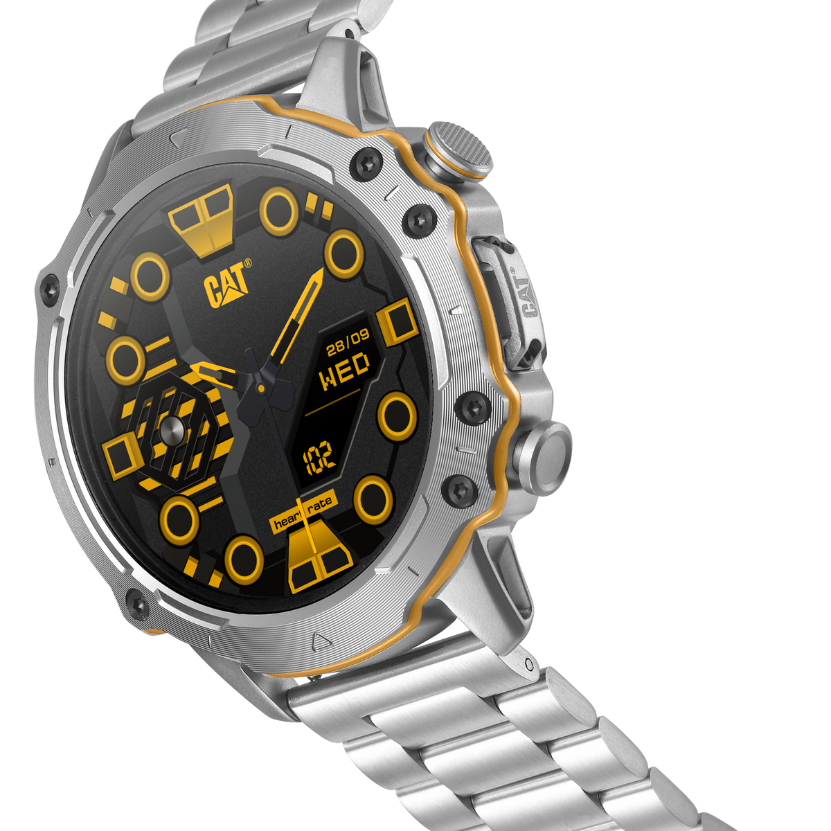 Reloj inteligente Cat® con correa de metal plateada